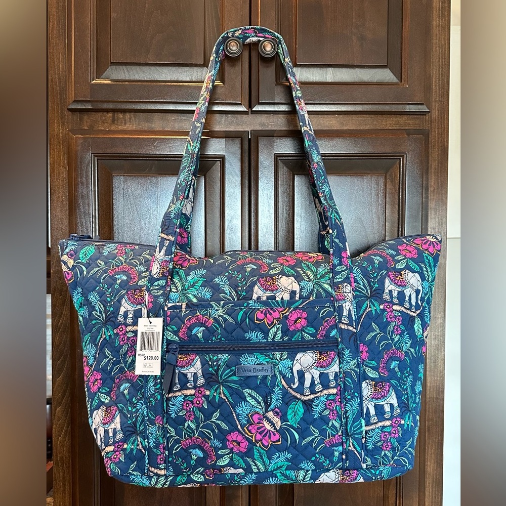 NWT Vera Bradley Miller Travel Bag Trolley Sleeve ~ Kerala Elephants ~ Retired